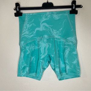 Gymshark GS POWER HIGH RISE SHORTS Bright Turquoise Print
